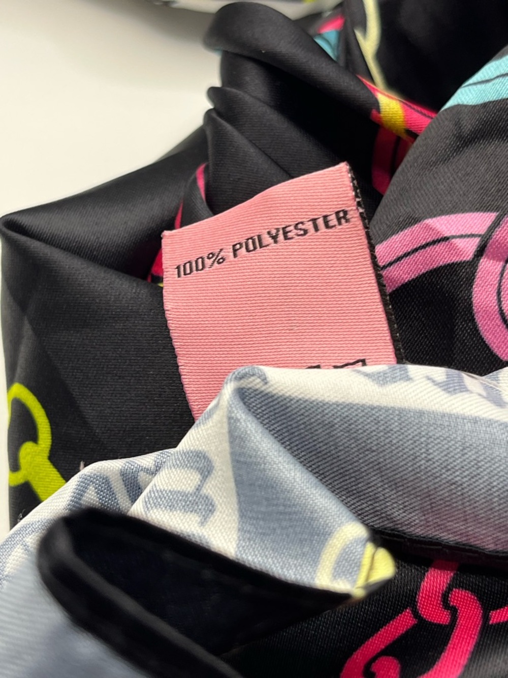 Juicy Couture Black Scarf with Neon Chain Print - Picture 11 of 15